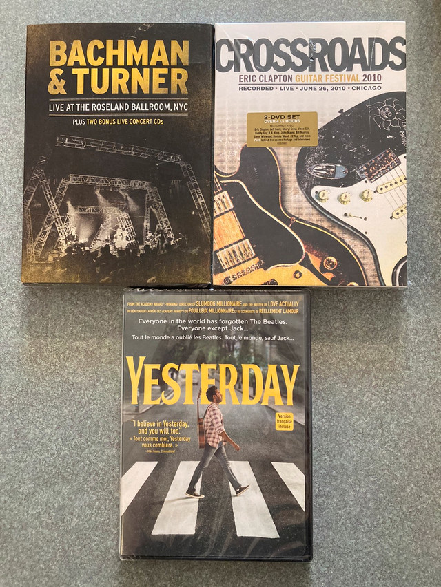 New music DVDs Bachman Turner Crossroads Eric Clapton Yesterday in CDs, DVDs & Blu-ray in Calgary