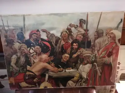 OIL PAINTING ON CANVAS UKRAINIAN COSSACKS 38 X 26