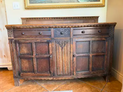 Antique Solid Oak Sideboard – Jacobean Revival, c.1920s, View more