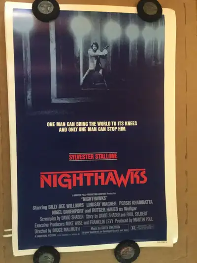 Original UNFOLDED single sided Nighthawk movie poster from 1981. Measures 27"x41". This poster was p...