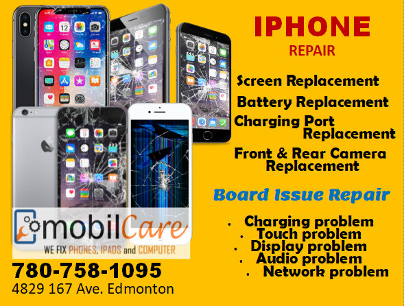 IPHONE SAMSUNG HUAWEI LG CELL PHONE SCREEN REPAIR in Cell Phone Services in Edmonton
