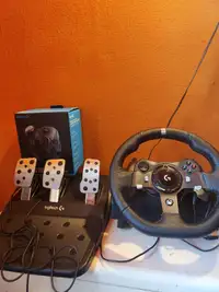 Logitech steering wheel and pedals for xbox and pc.