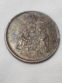 Heavily Toned 1965 Canadian Silver 50 Cents Coin(Canada)