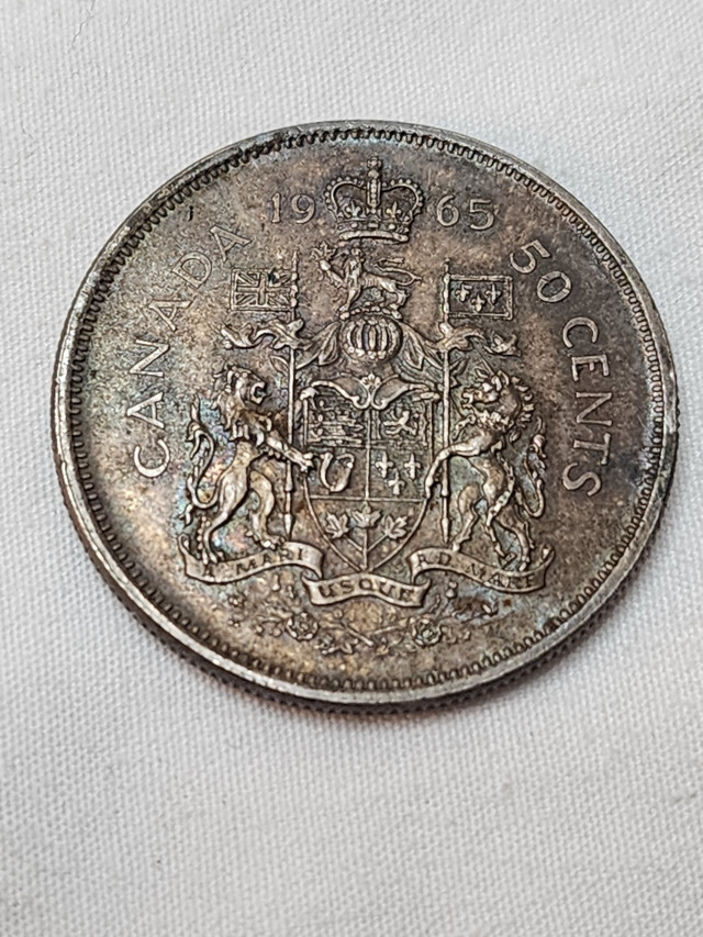 Heavily Toned 1965 Canadian Silver 50 Cents Coin(Canada) in Arts & Collectibles in City of Toronto