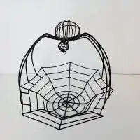 Metal Spider Web Basket Bowl Halloween Decoration Black Candy Di