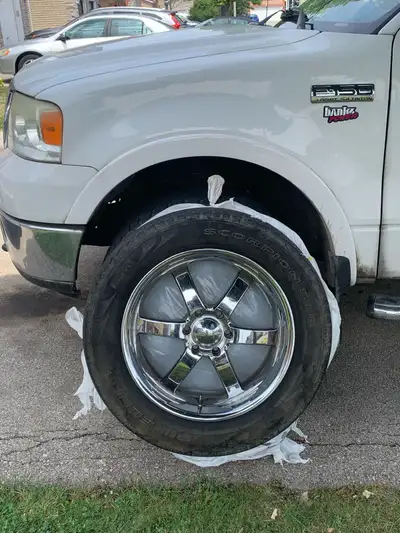 Summer Pirelli tires on chrome rims. Fits F150. Contact for more details
