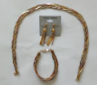 Fashion Jewelry Tricolour Set-18" Necklace/Earrings/Bracelet
