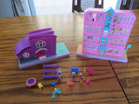 Polly Pocket Pollyville  Playset With Accessories Lot Of 2