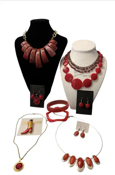 Red Costume Jewelry Lot, View more