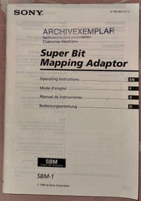 Super Bit Mapping Adapter manual guide for Sony Dat (Like New)
