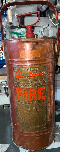 ANTIQUE COPPER GUARDIAN FIRE EXTINGUISHER