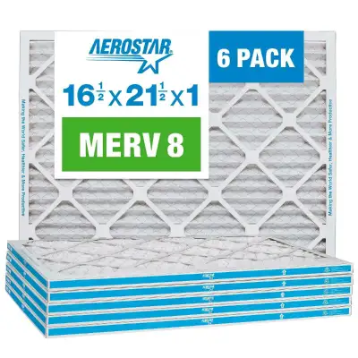 Aerostar 16 1/2 x 21 1/2 x 1 MERV 8 Pleated Air Filter, View more