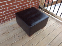 Faux Leather Brown Square Ottoman 