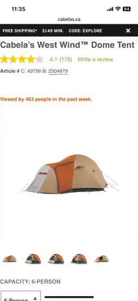 Cabelas 10 person tent - $175 