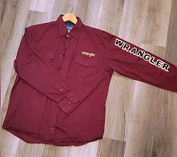 2000s Wrangler long-sleeve button up maroon red - Medium