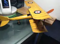 Metal Yellow K3215 Bi-Plane WWI Military Airplane Decor Handmade