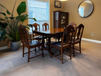 Dinning set - table, 6 chairs, hutch and cabinets. 