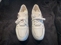 Nero Giardini Leather White & Gold Sneakers Size 10.5