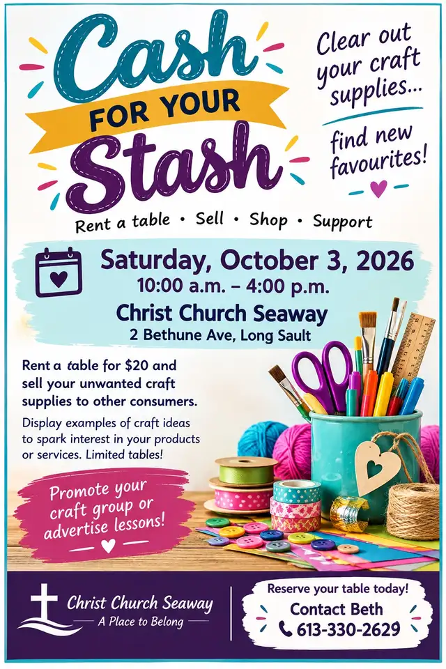 Cash for your Stash at Christ Church Seaway