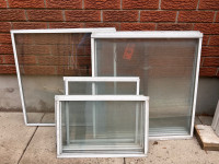 13 WINDOW GLASS INSERTS, ALUMINUM FRAME, COTTAGE/GREENHOUSE