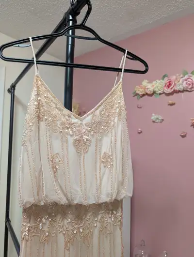 Size XS Light Pink Beaded Maxi Dress, View more