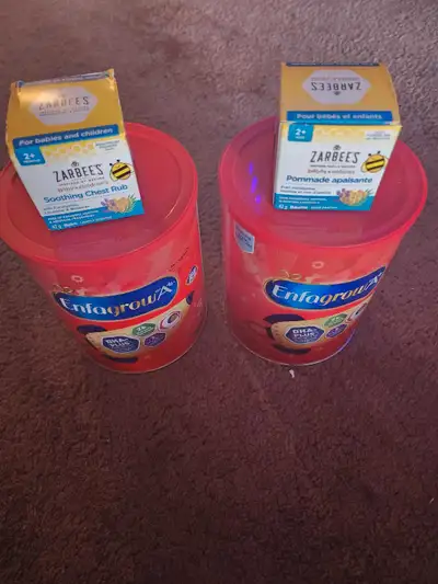 2 Enfagrouw A+ and two Zarbees soothing chest run for baby and children. Retail price all together 1...