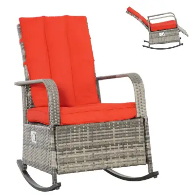 Outsunny Outdoor Wicker Rocking Chair with Cushion, View more