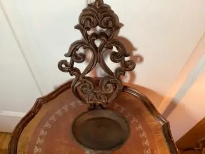 #2 Antique/Vtg Gothic Style Cast Iron Fold Up Candle/Wall Sconce, View more