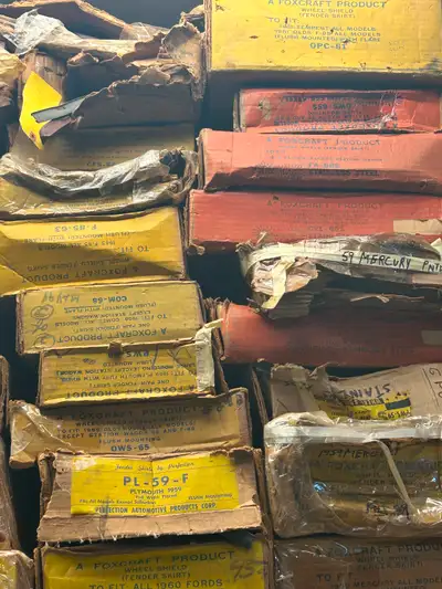 Most are boxed and labelled. 100 pairs for $1900. Ford, Mercury, Oldsmobile, Pontiac, Buick, Dodge,...