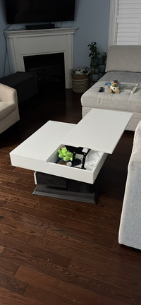 Rotating Square Lift Top Coffee Table With Storage Drawer