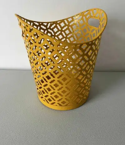 Retro yellow metal basket, View more