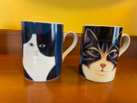 Vintage 1980s Martin Leman Coy & Kramer Cat Mugs Dept 56