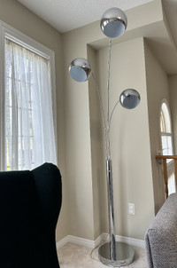 Three-Headed Floor Lamp with Silver Base