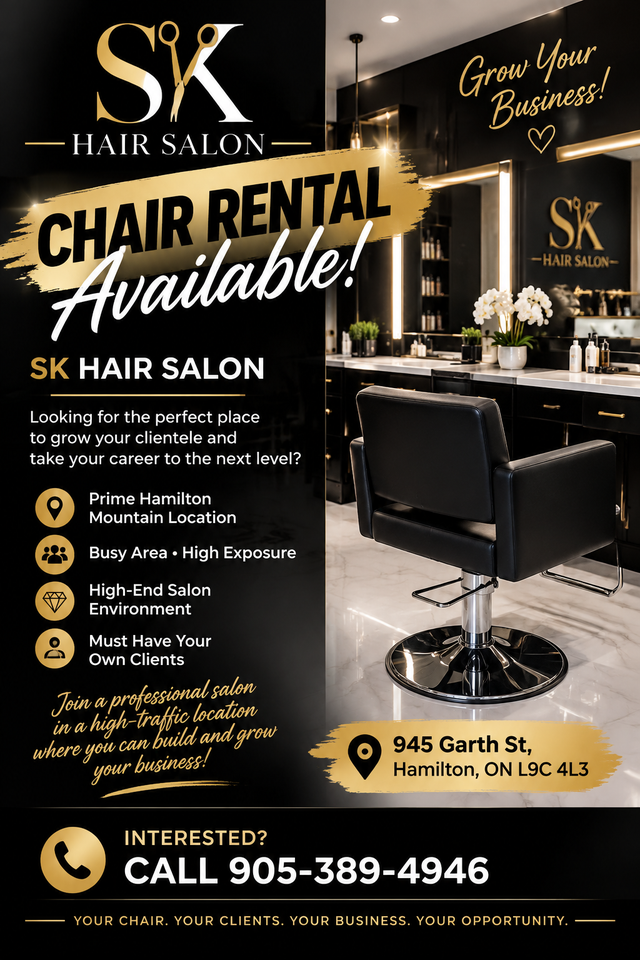 Licensed Hairstylist Chair Rental At SK Hair Salon