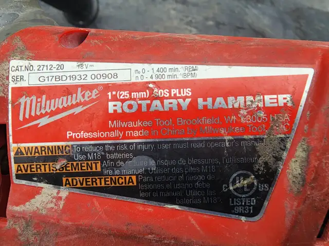 Milwaukee 1" (25mm) SDS Plus Rotary Hammer Drill Model 2712-20 in Power Tools in Windsor Region - Image 11