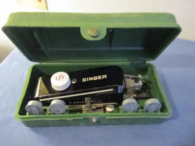 VINTAGE SINGER SEWING MACHINE BUTTONHOLER & ATTACHMENTS-1950'S, View more