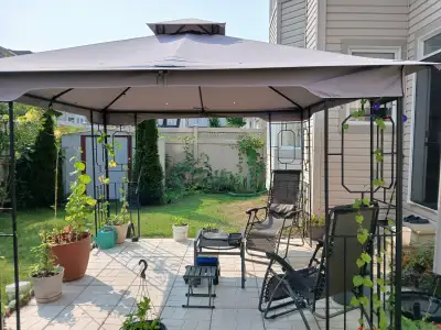 Outsunny Brown 10-ft x 10-ft Metal Square Semi-Permanent Gazebo, View more