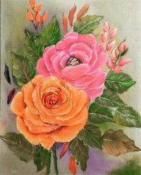 Pink & Orange Roses Painting