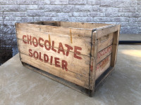 Vintage antique Chocolate Soldier drink wood crate pop