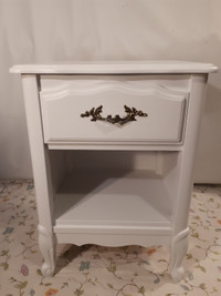 SINGLE White French Provincial Nightstand- 1-Drawer & Cubby