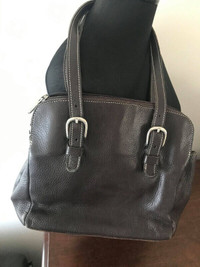 Roots Genuine Leather Chocolate Brown Hand Bag Like New Conditio