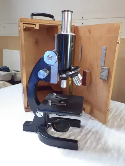 VINTAGE BRASS MICROSCOPE, View more