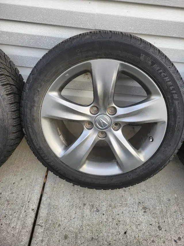 18" Acura Alloy Wheels Michelin XIce 245-45 R18x6J55 Tires 5x120 in Tires & Rims in St. Albert - Image 3