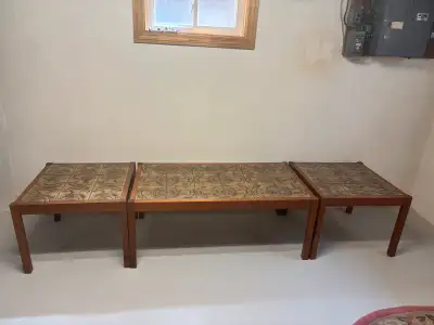 Danish Teak & Tile Coffee Table Set, View more