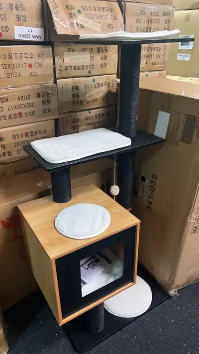 Black Cat Tree, Kitten Scratcher Post with Condo Sisal, View more