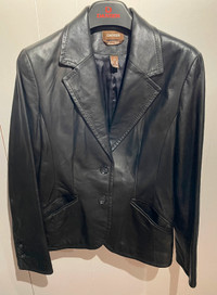 Danier Black Italian leather Blazer