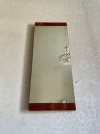 Mid Century Echtes Kristall Spiegelglas Wall Mount Mirror Wood F