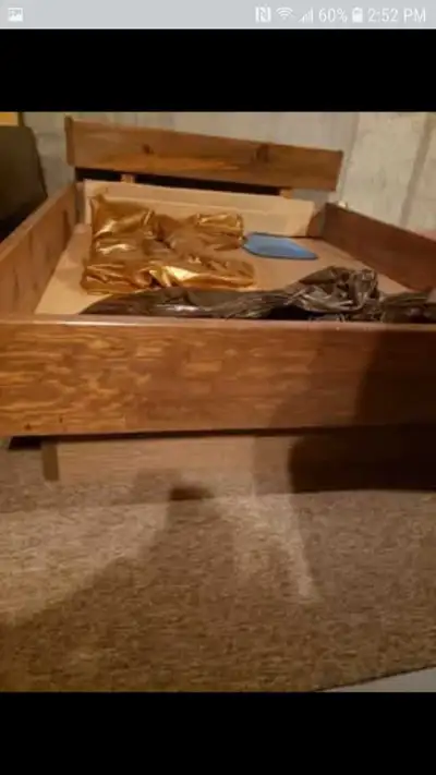 Early 1980s Queen Size Water Bed Solid Wood, View more