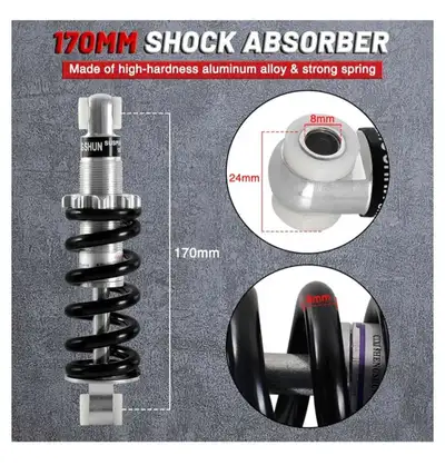 Mountain Bike Rear Coil Shock Absorber - Gas Scooter, Electric Dirt Bike, ATV Cushion (170MM/1200LB)