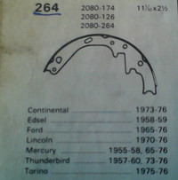 freins no 264 edsel 58-59 ford 65-76 tbird 57-60 torino 75-76